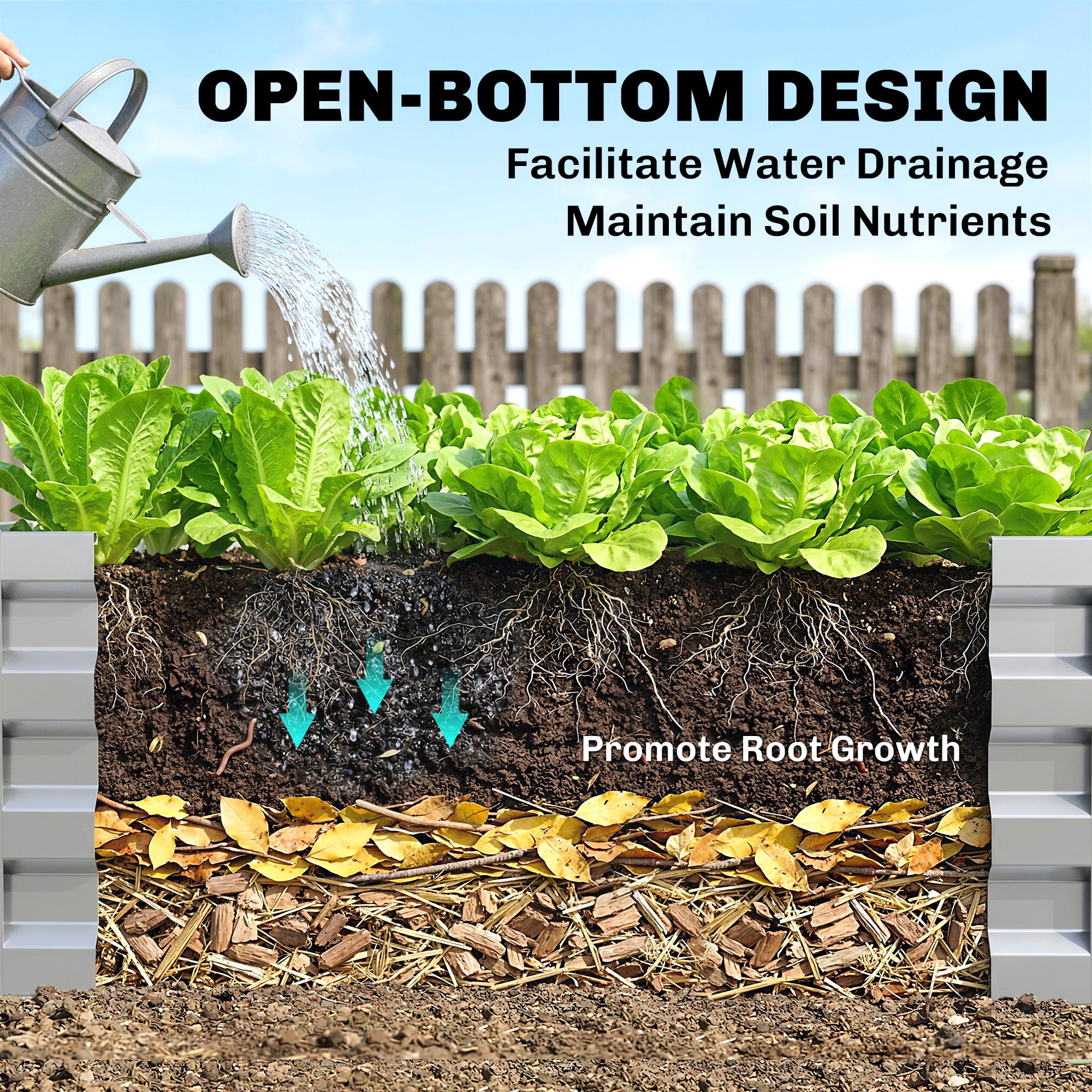 4' x 4' x 1' Galvanized Raised Garden Bed, Metal Garden Box with Open Bottom, Easy Assembly Outdoor Planter Box for Vegetables Flowers Herbs, Silver