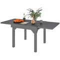 35"-71"  Extendable Aluminium Outdoor Dining Table, Slatted Top Patio Table for 4-6 Person, for Garden, Backyard, Grey