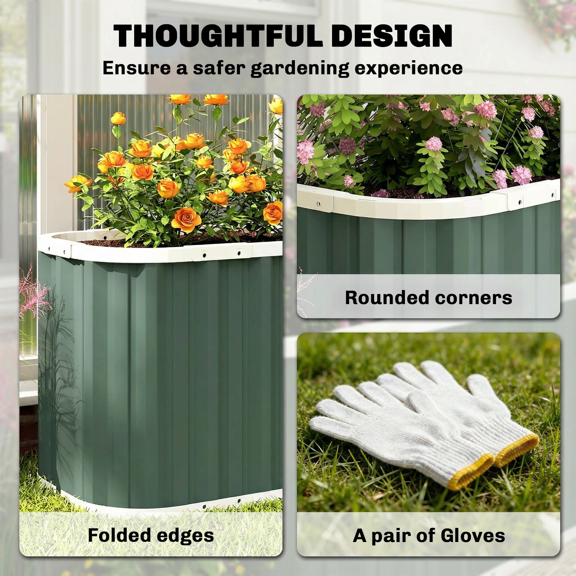 Galvanized Raised Garden Bed, Deep Root Planter Box, Outdoor Garden Bed with Plant Labels, 4.5' x 2' x 2', Light Green