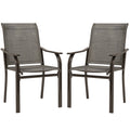 Patio Chairs Set of 2 with Armrest and High Backrest, for Backyard, Balcony, Porch, Poolside, Deck, Garden, Brown