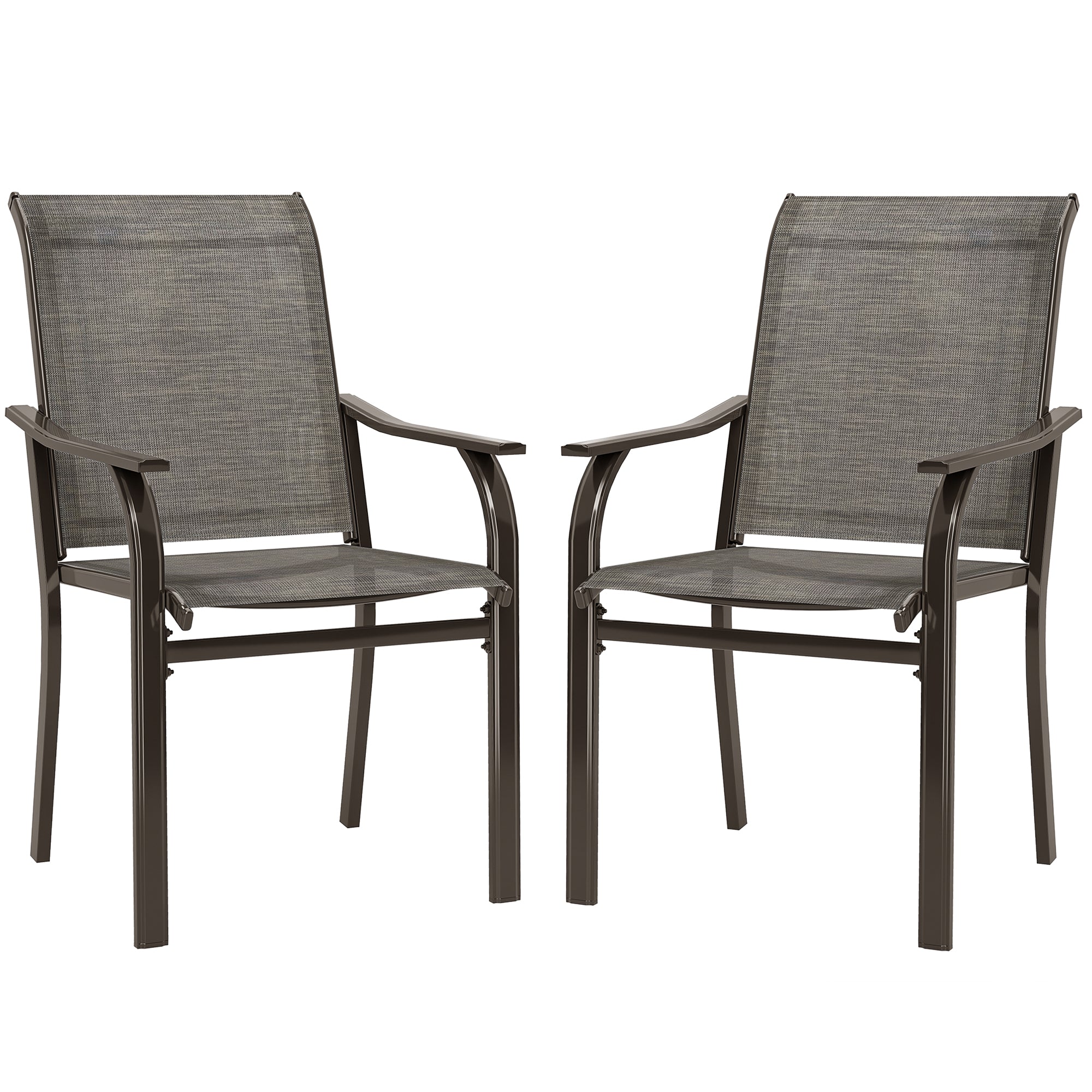 Patio Chairs Set of 2 with Armrest and High Backrest, for Backyard, Balcony, Porch, Poolside, Deck, Garden, Brown