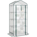 Mini Greenhouse with Screen Roof, Portable Small Greenhouse with Roll-Up Zipper Door, 27.6" x 19.7" x 62.2", White
