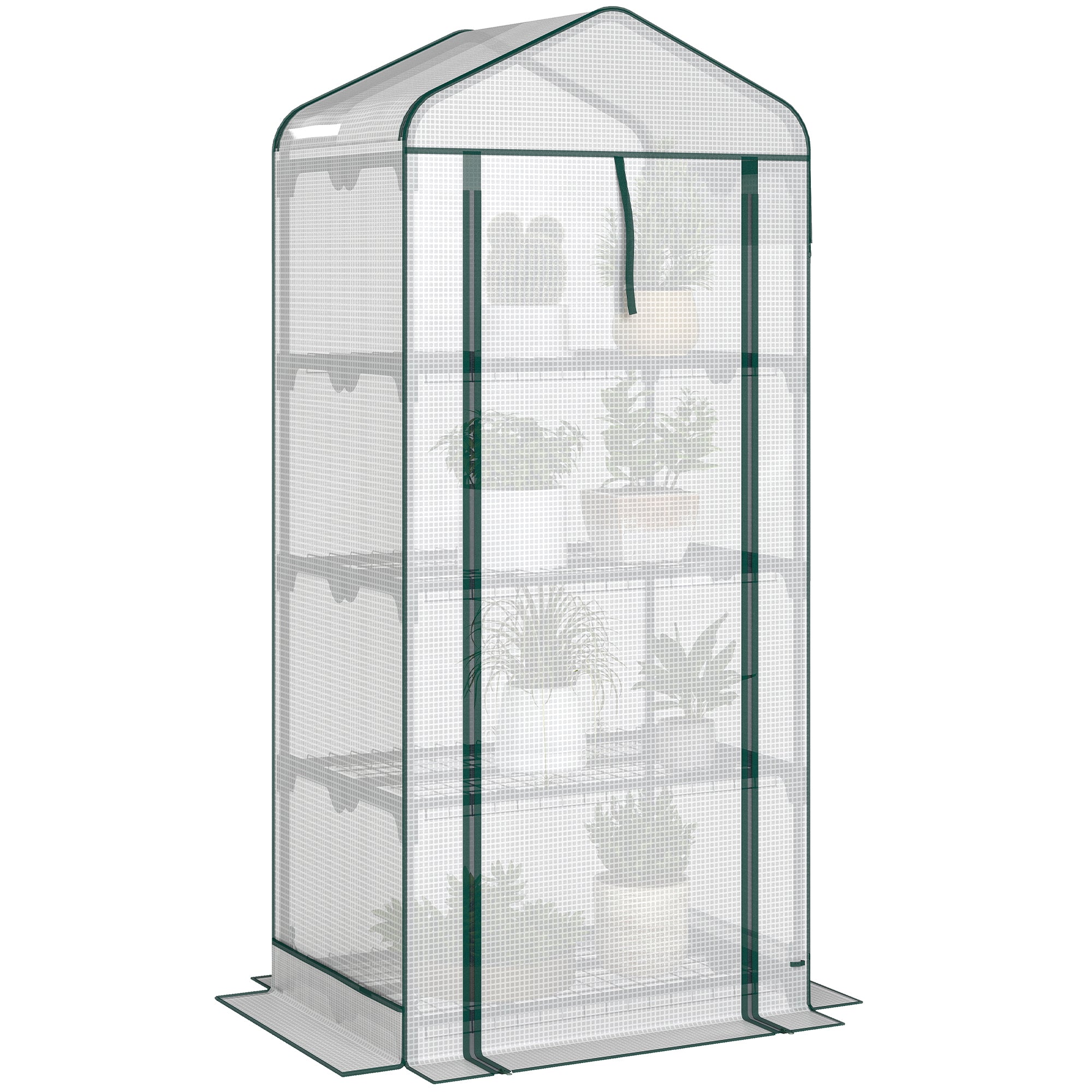 Mini Greenhouse with Screen Roof, Portable Small Greenhouse with Roll-Up Zipper Door, 27.6" x 19.7" x 62.2", White