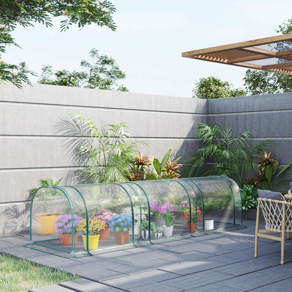 138"x39"x32" Transparent PVC Mini Tunnel Greenhouse Garden Green Grow Shed Portable Plant Flower Warm House Steel Frame Zipped Doors