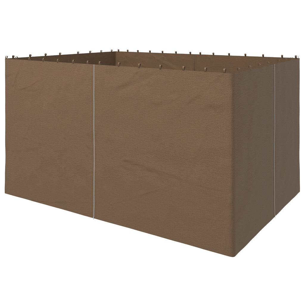 Gazebo Curtains, 10' x 13' Universal Replacement Privacy Curtain, 4-Panels Sidewall with Hooks/C-Rings, Dark Brown