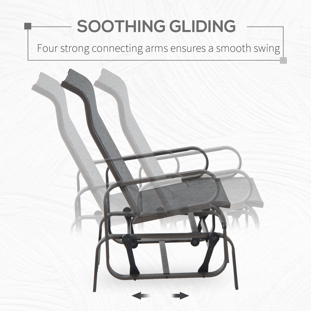 Patio Glider with Breathable Mesh Fabric, Outdoor Glider Chair, Garden Rocking Gliding Seat for Patio, Yard, Porch, Grey