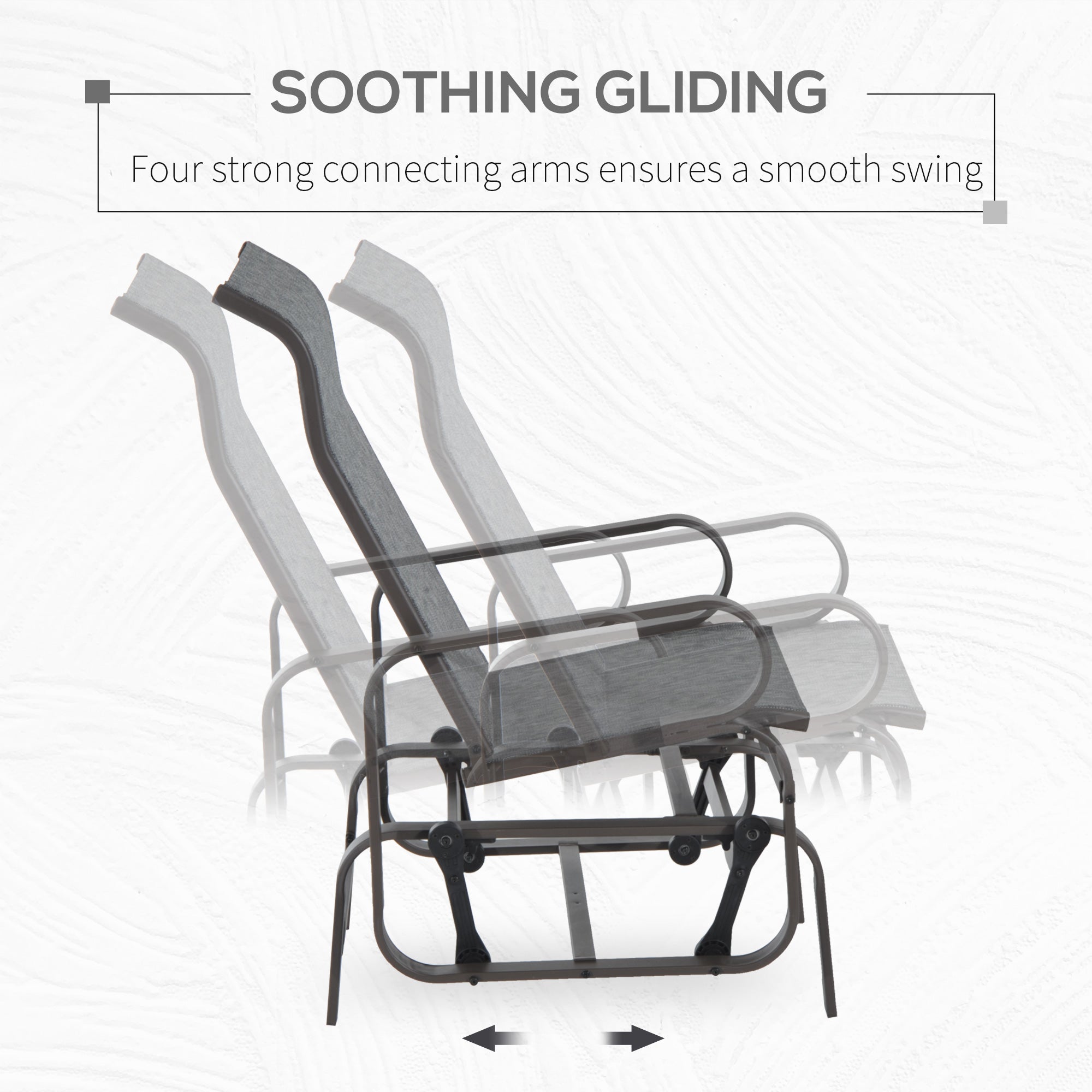 Patio Glider with Breathable Mesh Fabric, Outdoor Glider Chair, Garden Rocking Gliding Seat for Patio, Yard, Porch, Grey