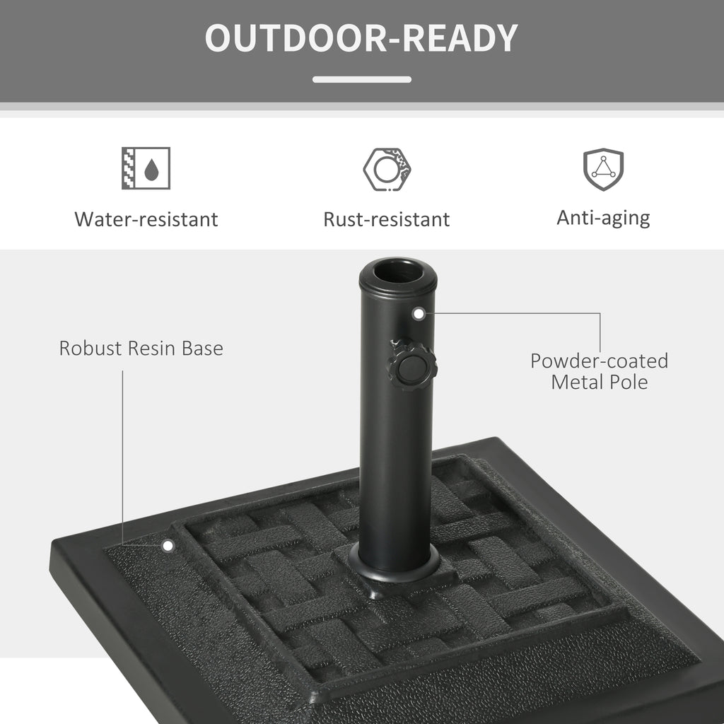 26 lb Heavy Duty Patio Umbrella Base, Square Resin Market Umbrella Stand for Outdoor, Garden, Backyard, Black