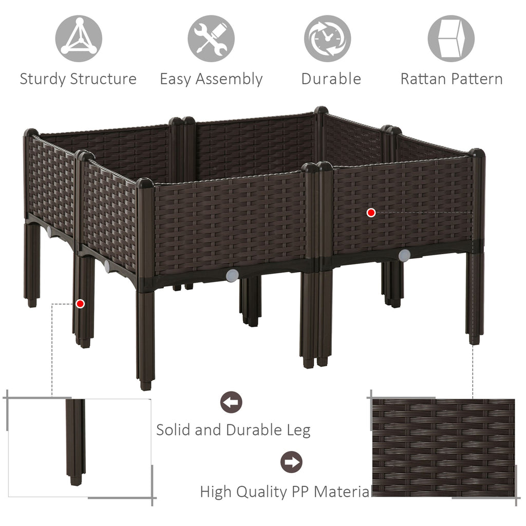 4-piece Raised Garden Bed PP Raised Flower Bed Plant Stand Stackable Vegetable Herb Grow Box