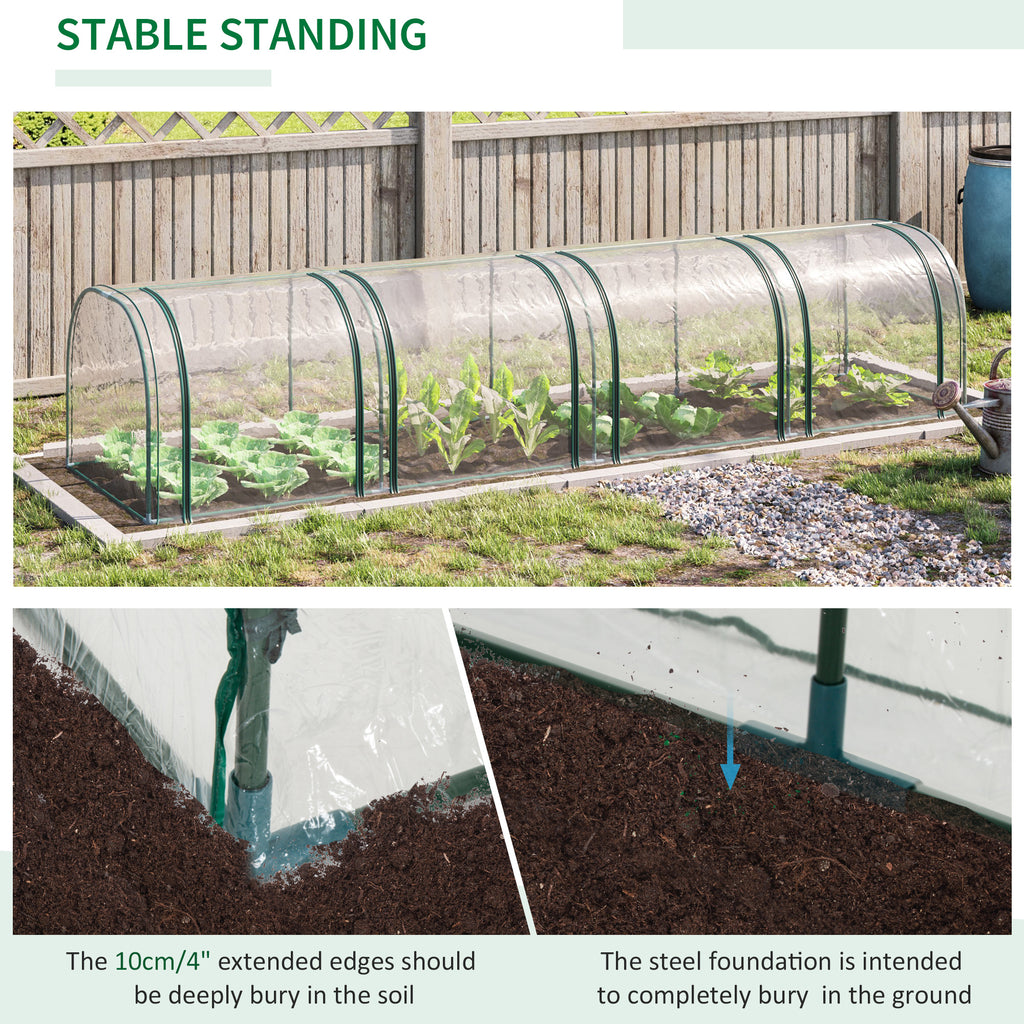 13' x 3' x 2.5' Portable Mini Tunnel Greenhouse with 4 Zipped Doors, Easy Assembly, Clear