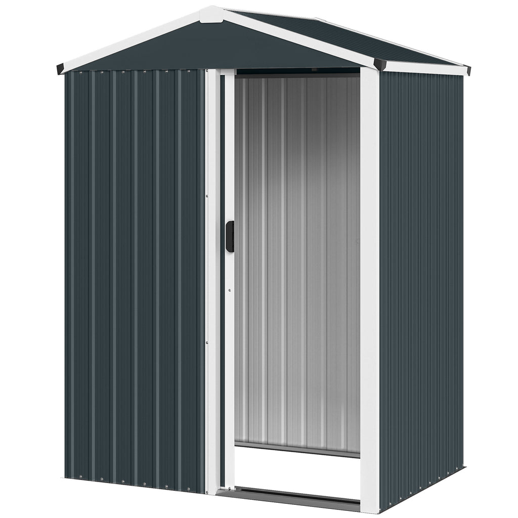 4.5 x 3ft Outdoor Storage Shed, Waterproof Metal Garden Shed with Lockable Door for Backyard, Patio, Lawn, Dark Grey