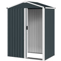 4.5 x 3ft Outdoor Storage Shed, Waterproof Metal Garden Shed with Lockable Door for Backyard, Patio, Lawn, Dark Grey