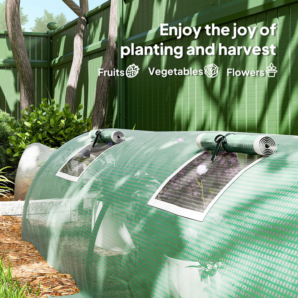Portable Mini Greenhouse, Tunnel Growing Tent with 5 Mesh Windows and Steel Frame,10' x 3' x 2', Green