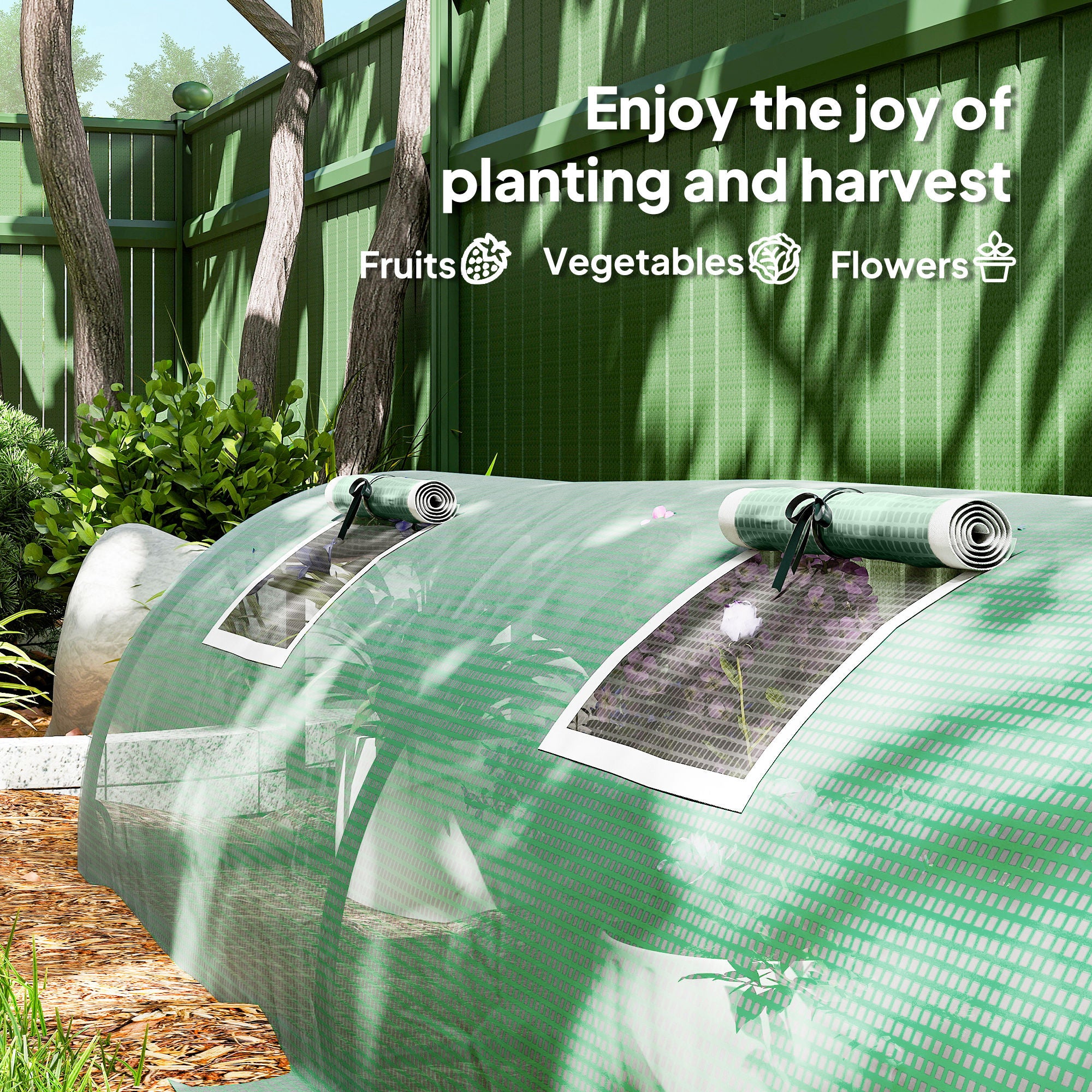Portable Mini Greenhouse, Tunnel Growing Tent with 5 Mesh Windows and Steel Frame,10' x 3' x 2', Green