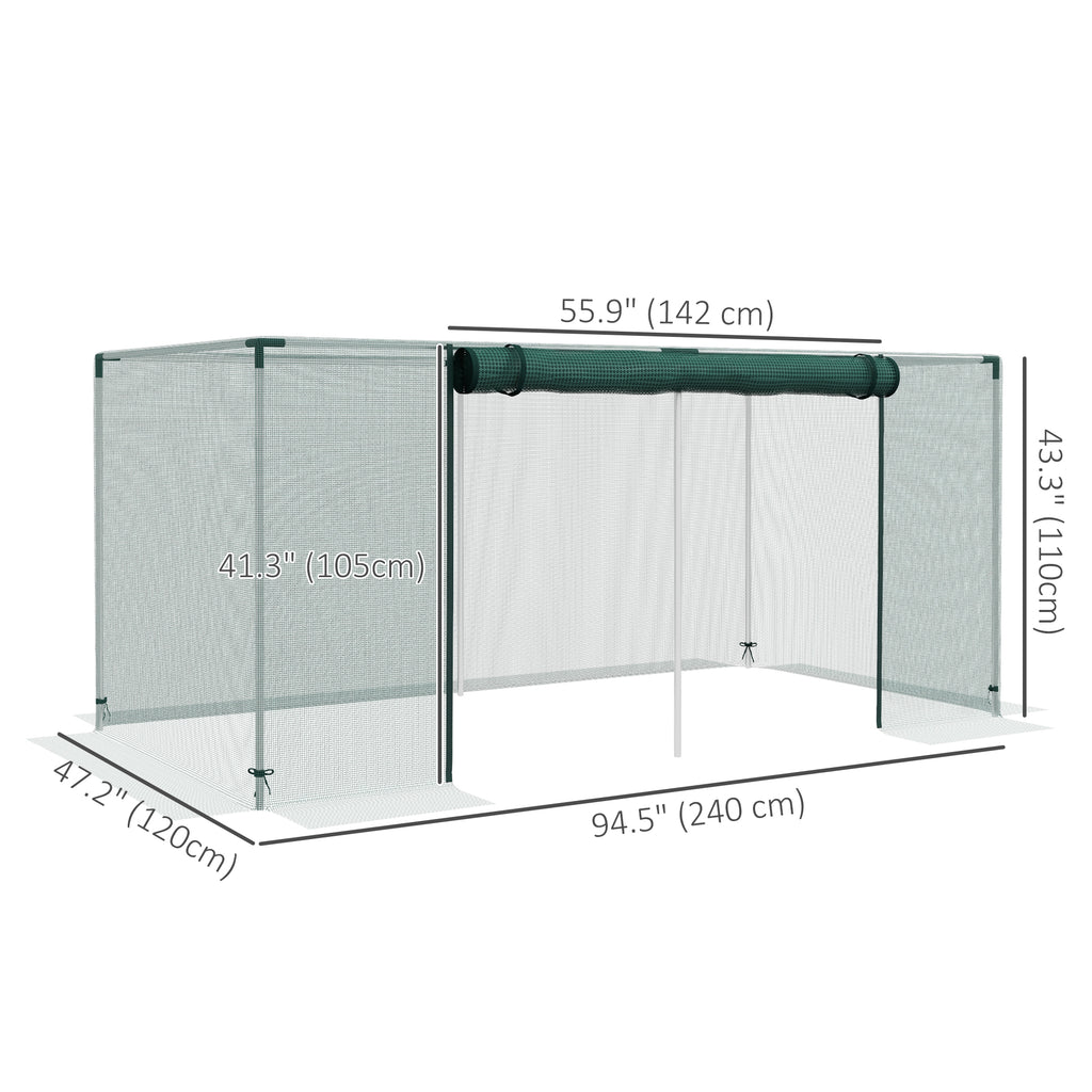 Galvanized Steel Crop Cage, Plant Protection Tent with Zippered Door, 8' x 4', Green