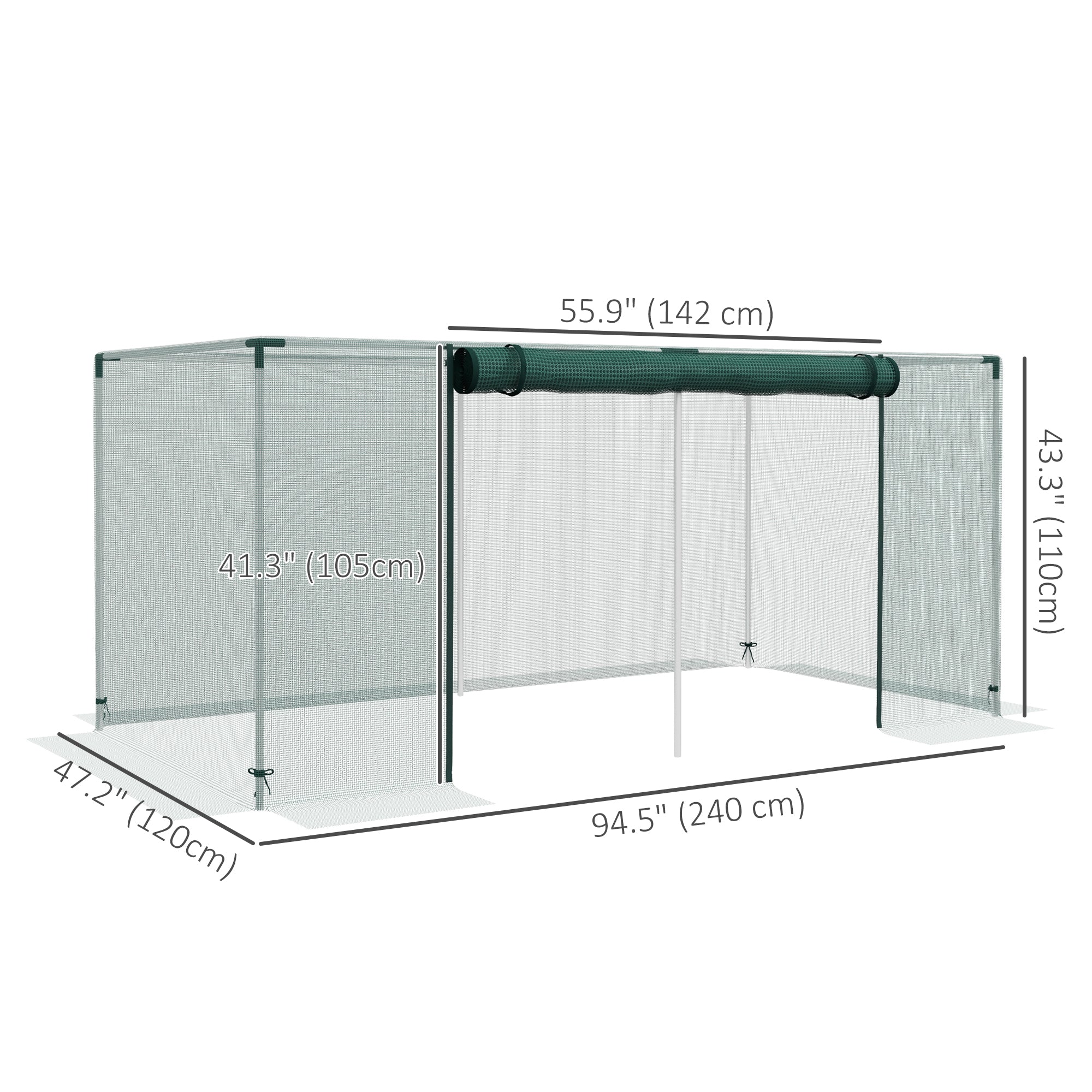 Galvanized Steel Crop Cage, Plant Protection Tent with Zippered Door, 8' x 4', Green