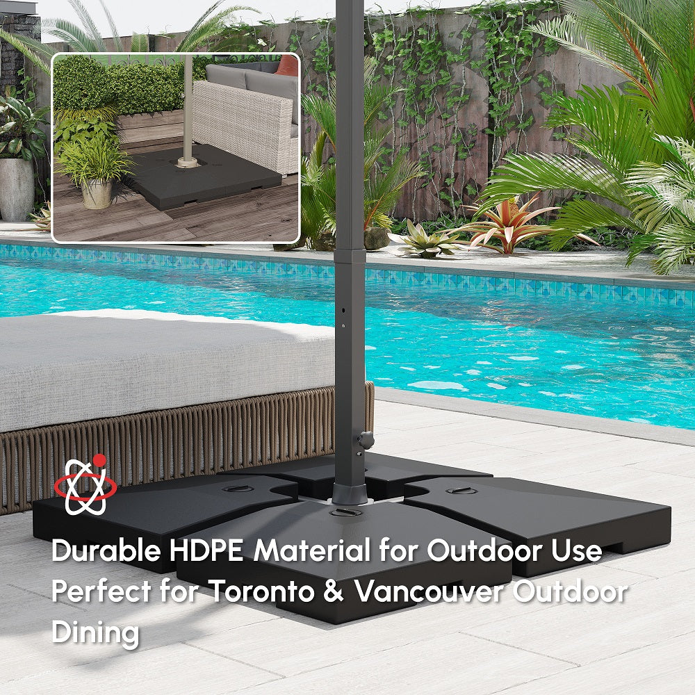 4 Pieces Base Weight Stand, Heavy Duty Square Offset Cantilever Umbrella Stand Weighted Base, Total 264Lbs Sand/ 176Lbs Water Filled