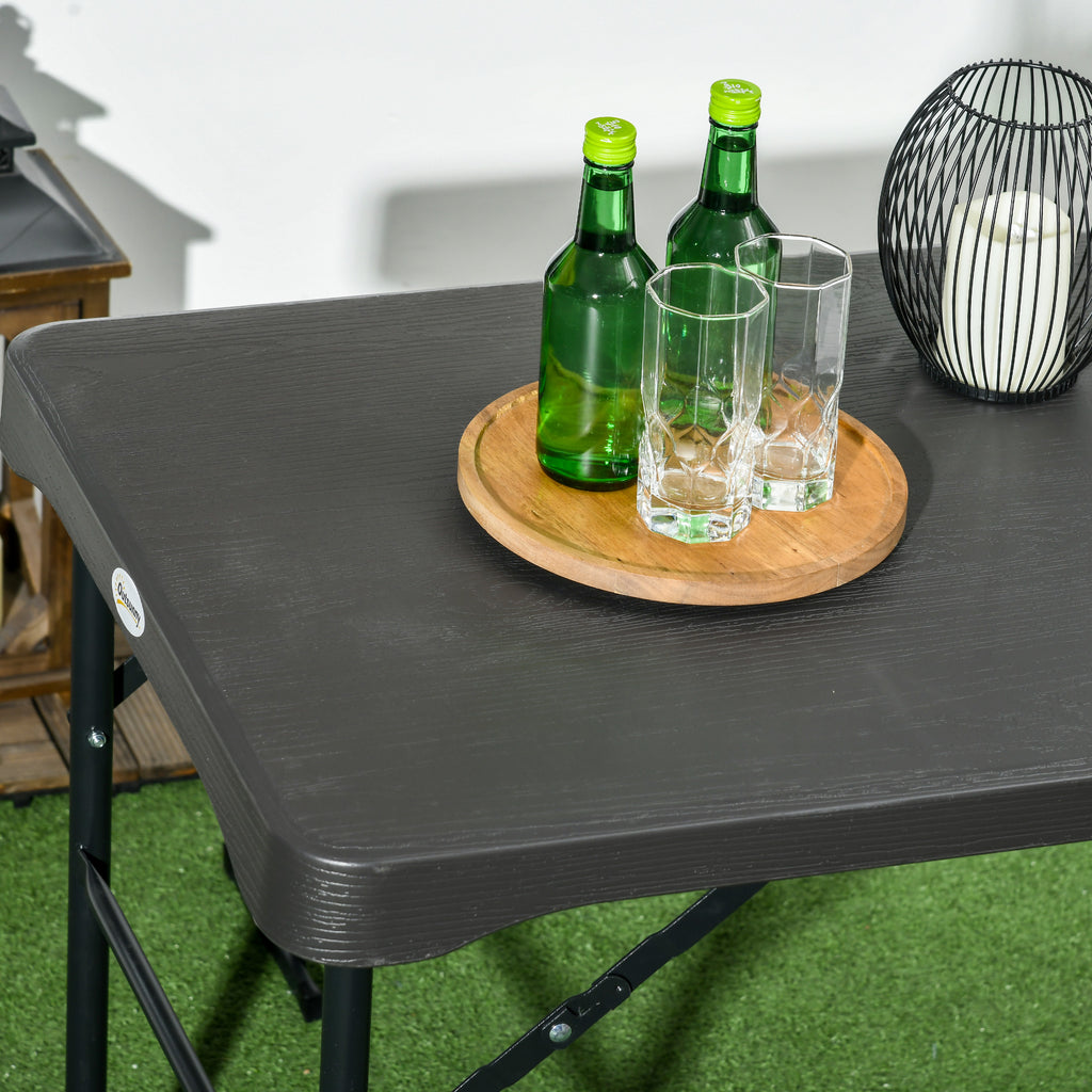 Folding Picnic Table with 2 Benches, 3-Piece Portable Outdoor Picnic Table Bench Set for 4, Patio Dining Table Set with Plastic Top, Steel Frame for Garden, Dark Grey