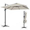 8 FT Aluminium Cantilever Patio Umbrella with 360Â° Rotation, Cross Base, Crank and Tilt for Garden, Patio, Light Grey