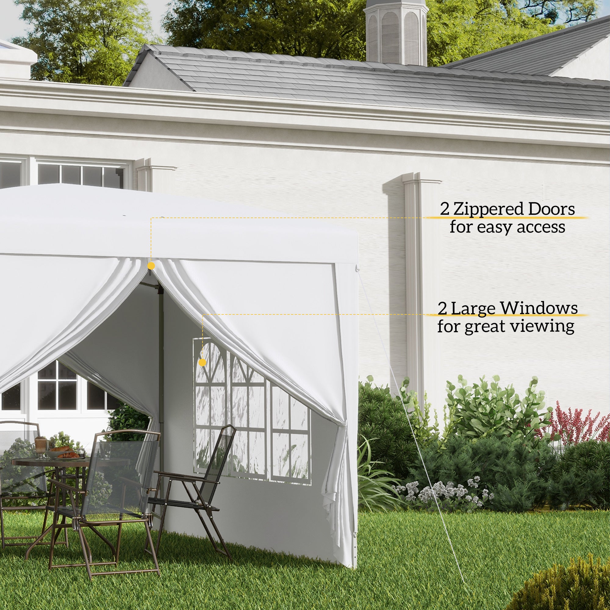9.7' x 9.7' Outdoor Pop Up Party Tent Wedding Gazebo Canopy with Carrying Bag (White)