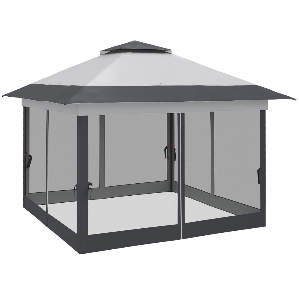 12' x 12' Foldable Pop-up Party Tent Instant Canopy Sun Shade Gazebo Shelter with Steel Frame, Dark Grey