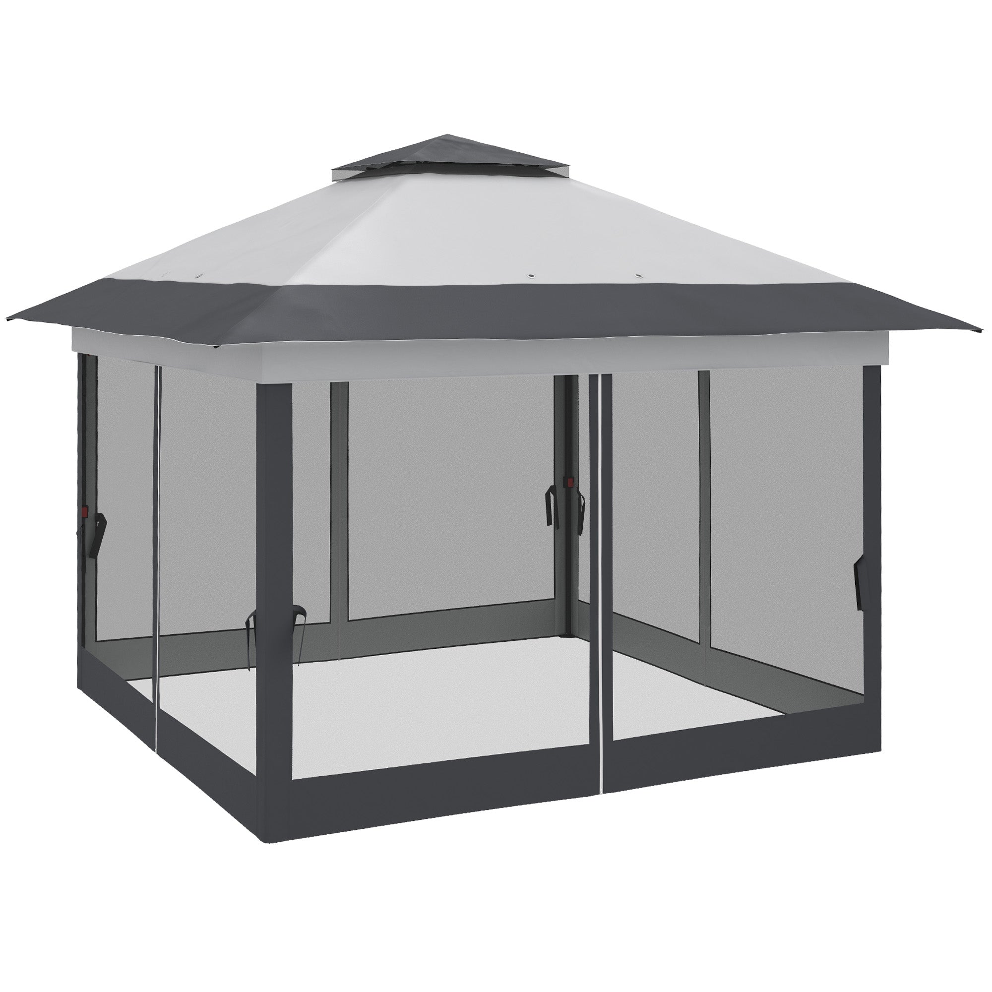 12' x 12' Foldable Pop-up Party Tent Instant Canopy Sun Shade Gazebo Shelter with Steel Frame, Dark Grey