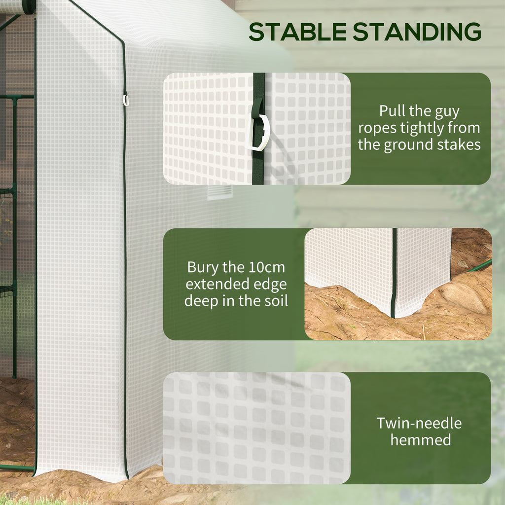 Portable Greenhouse, Walk-In Small Outdoor Green House with 2 Tier U-Shaped Flower Rack Shelves, 4.6' x 4.7', White