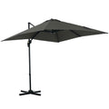 8' x 8' Square Patio Hanging Offset Umbrella with 360Â° Rotation, Aluminum Outdoor Cantilever Parasol with Crank & Tilt, Sun Canopy Shelter with Cross Base, Grey