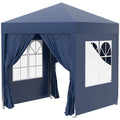 6.6'x6.6' Pop Up Canopy Tent with Sidewalls, Instant Sun Shelter Camping Gazebo with Carry Bag, Blue