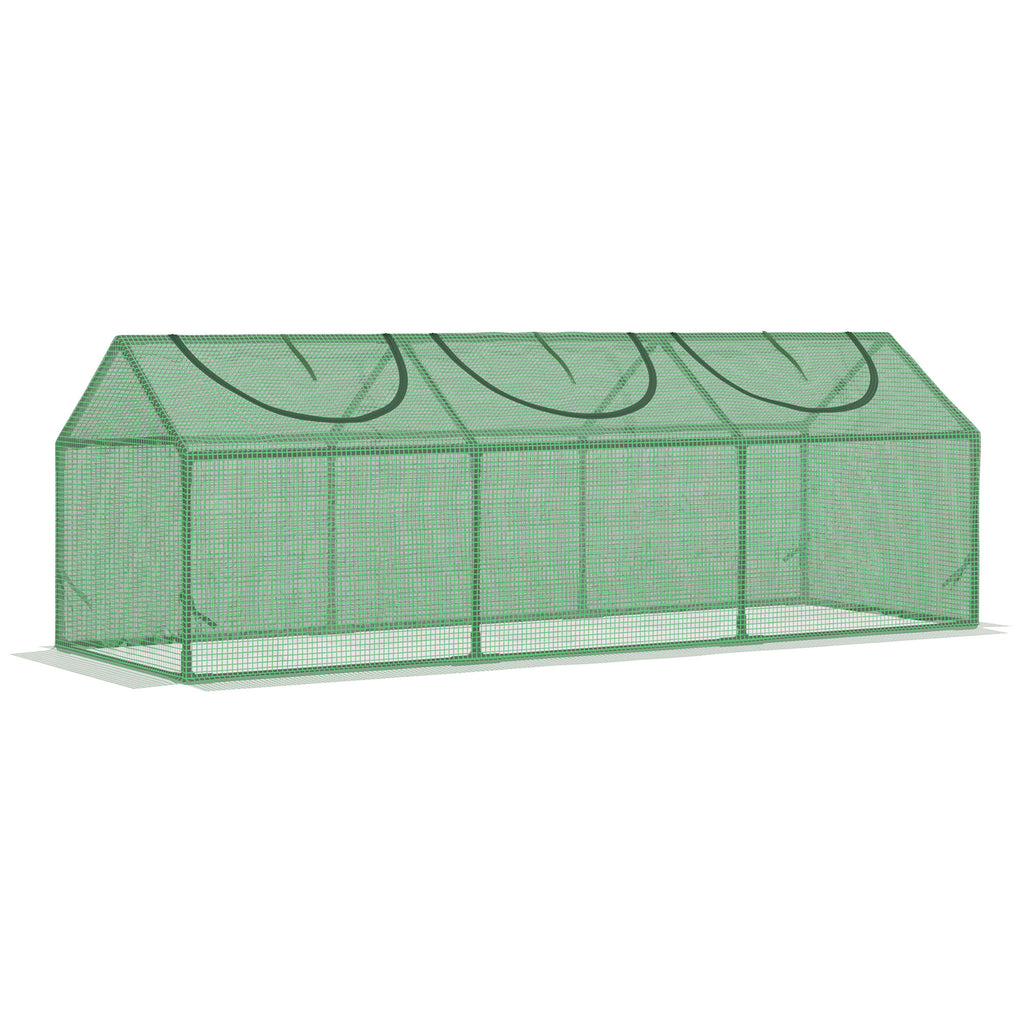 Portable Mini Tunnel Greenhouse Garden Planting Warm House with 3 Windows, 71" x 24" x 24", Green