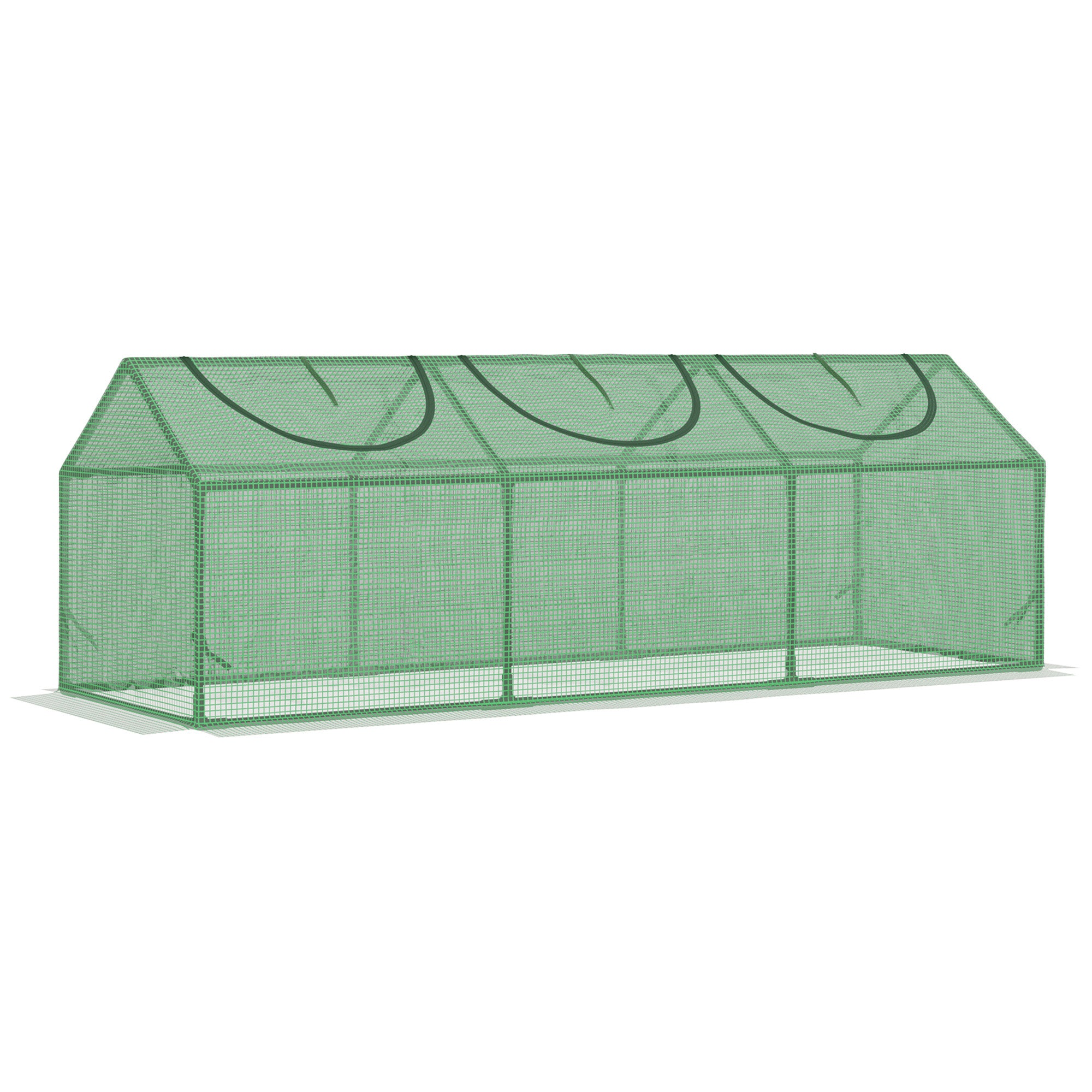Portable Mini Tunnel Greenhouse Garden Planting Warm House with 3 Windows, 71" x 24" x 24", Green
