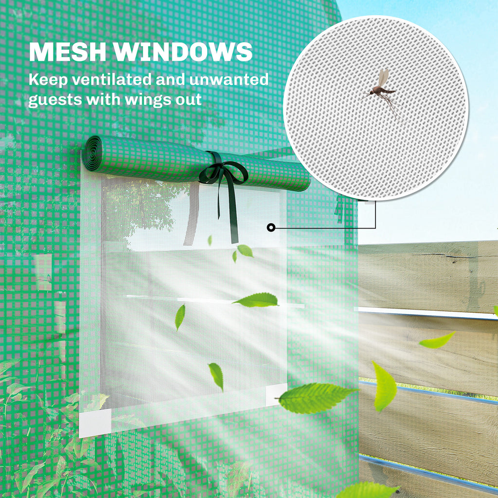 Mini Greenhouse, Portable Garden Green House with Roll-up Door and Mesh Windows, 6' x 2' x 6.6', Green