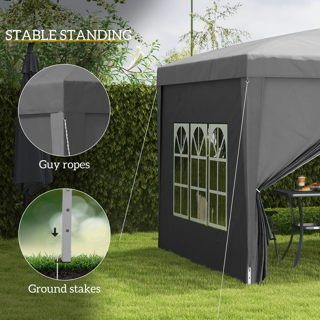 10'x10' Outdoor Pop Up Party Tent Wedding Gazebo Canopy with Carrying Bag (Grey)