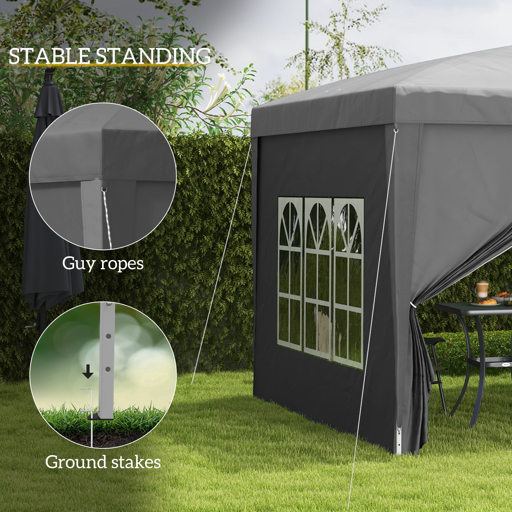 10'x10' Outdoor Pop Up Party Tent Wedding Gazebo Canopy with Carrying Bag (Grey)