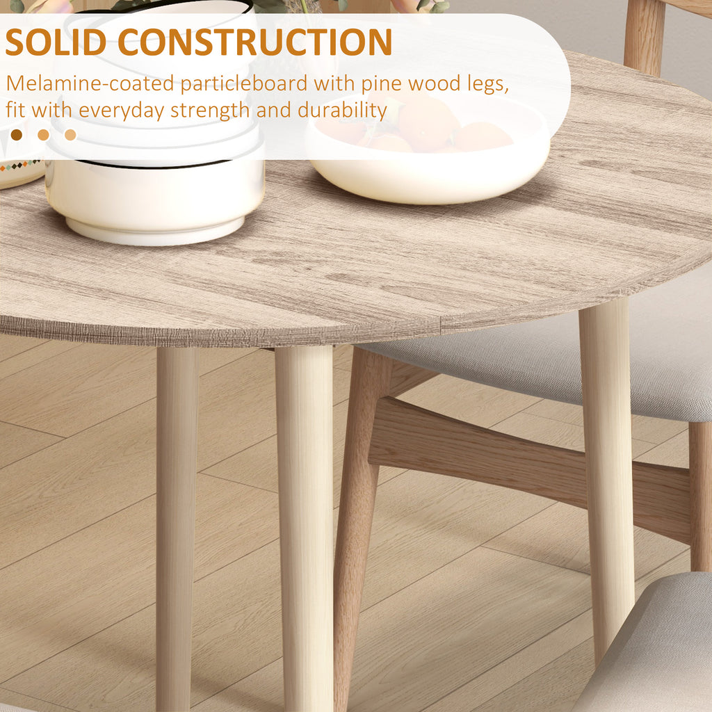 Folding Dining Table, Round Drop Leaf Kitchen Table for Small Spaces with Wood Legs, Oak