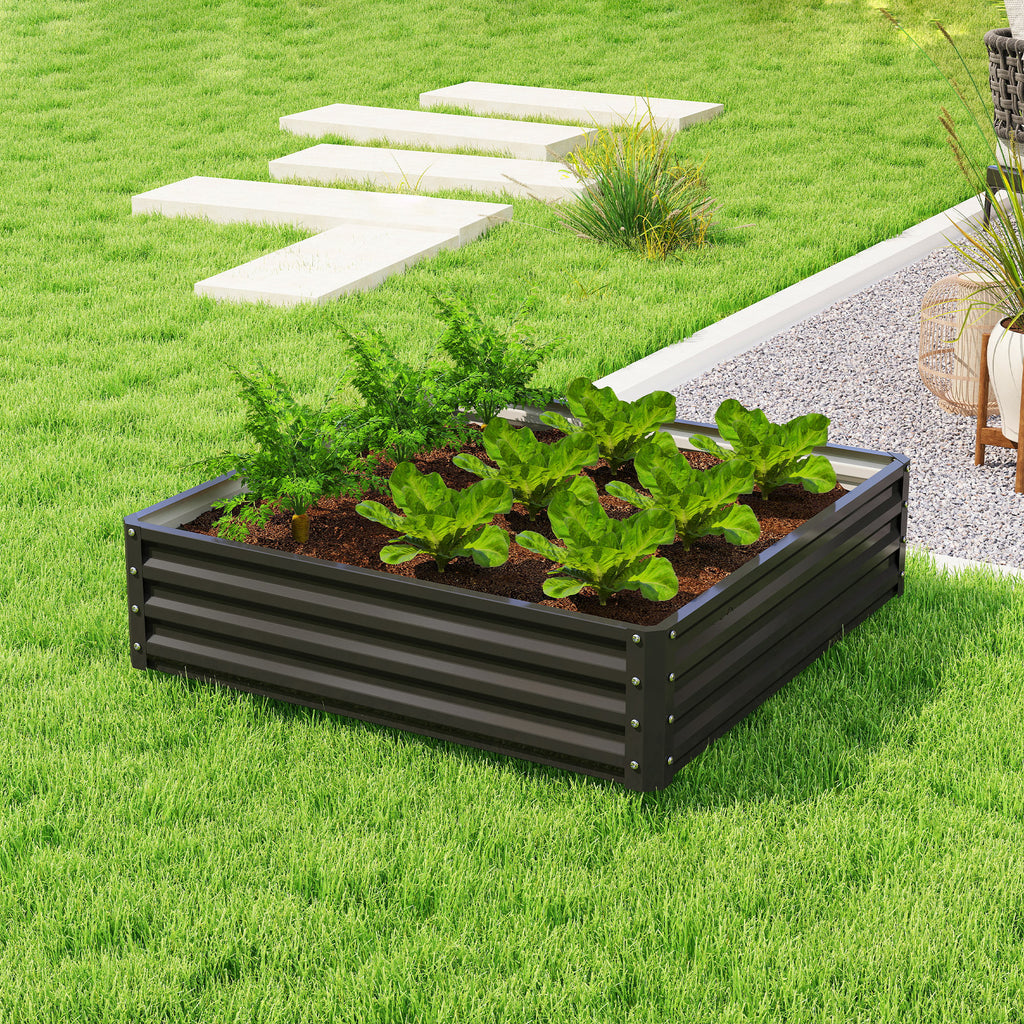 Raised Garden Bed Galvanized Steel Planter Box for Vegetables, Flowers, Herbs, Black