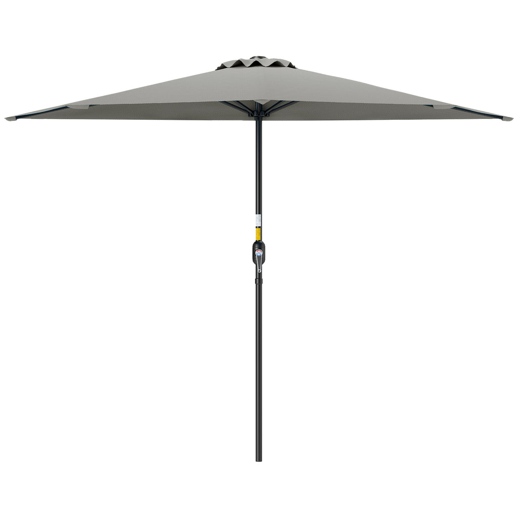 9ft Half Round Umbrella Outdoor Patio Garden Balcony Parasol Window Sun Shade w/ 5 Ribs Light Grey