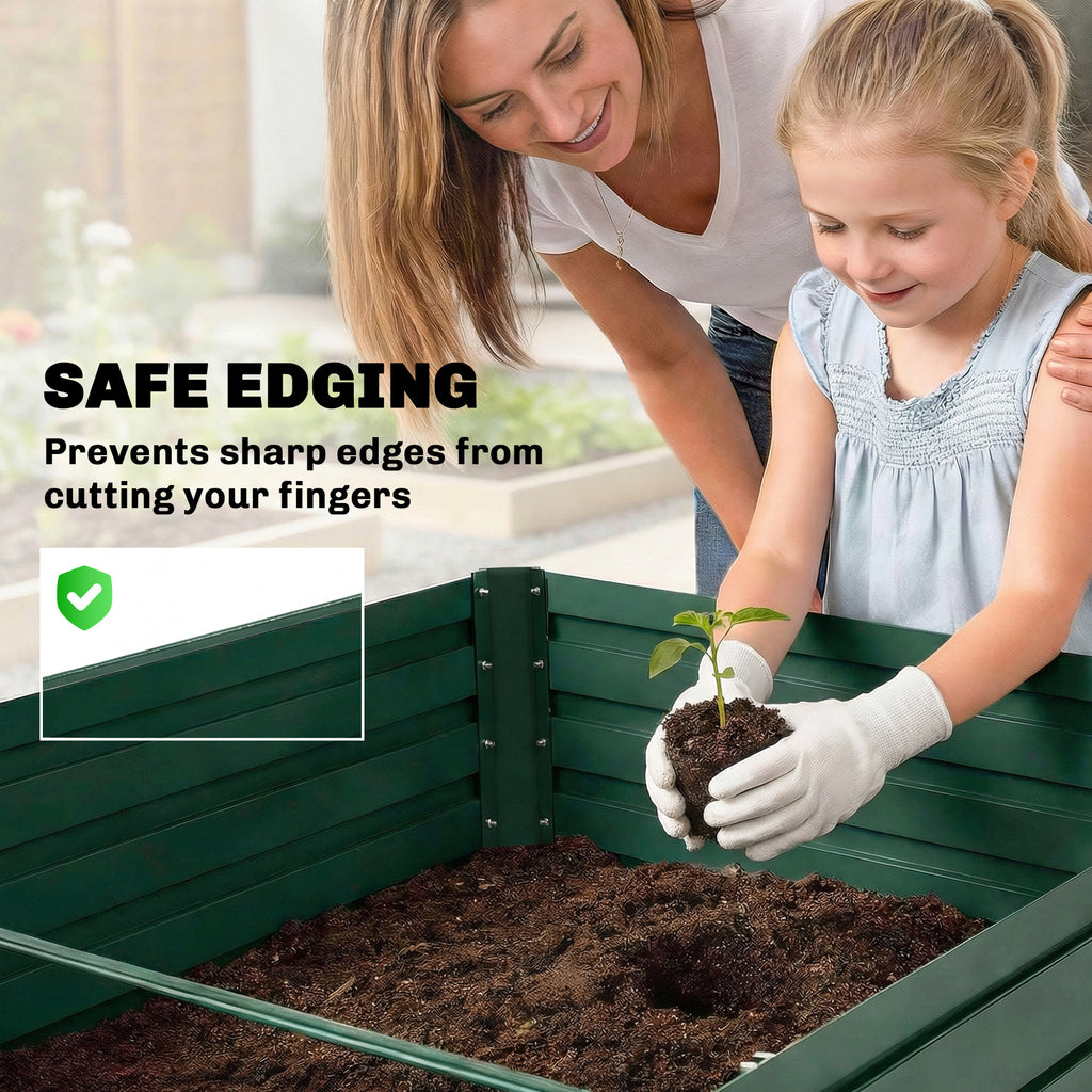 6' x 3' x 2' Raised Garden Bed, Set of 2 Galvanized Planter Box for Vegetables, Flowers, Herbs, Green