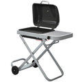 Portable Propane Gas BBQ Grill with Foldable Cart, Wheels, 9500 BTU Gas Barbecue Grill with Piezo Ignition Burner, Black