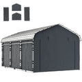 Carport Replacement Canopy Cover Sidewalls for 12' x 20' Carport, UPF50+ Waterproof Garage Car Shelter Tarp, Dark Grey