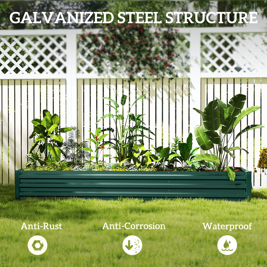 8'x2'x1' Galvanized Raised Bed, Large Elevated Planter Box for Growing Flowers, Herbs and Vegetables, Green