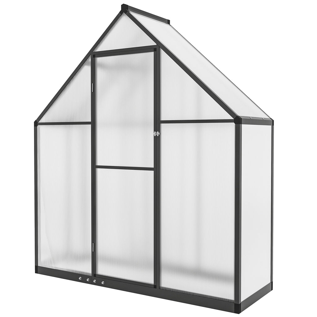 Polycarbonate Greenhouse Walk-in Greenhouse with Swing Door and Adjustable Window, 5.5 x 2ft, Black