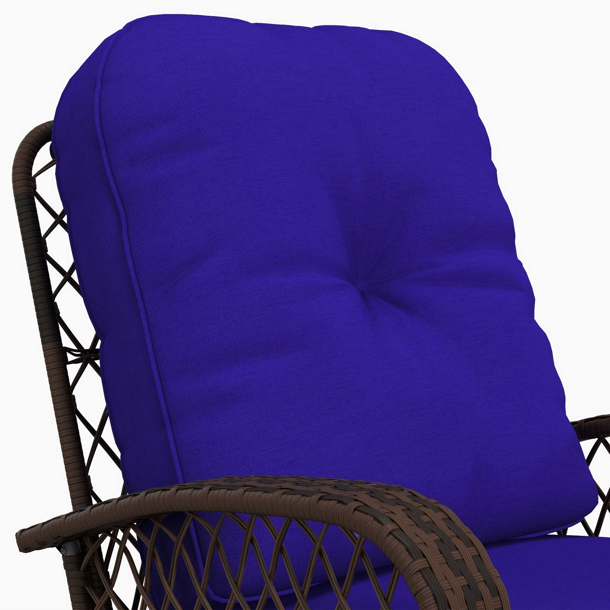Outdoor Wicker Rattan Rocking Chair Patio Rocker with Thick Cushions for Garden Backyard Porch, Dark Blue