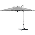 10 FT Cantilever Umbrella, Aluminum Hanging Offset Umbrella with 360Â°Rotation, Crank, Tilt, Cross Base, Grey