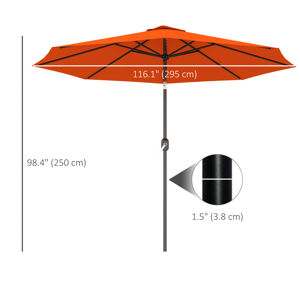 10' x 8' Round Market Umbrella, Patio Umbrella with Crank Handle and Tilt, Outdoor Parasol for Garden, Orange