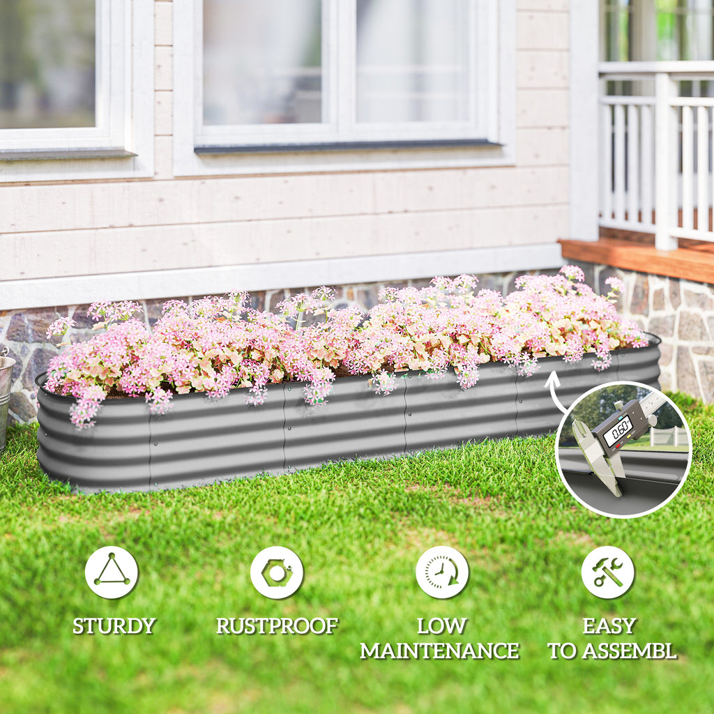 7.9 x 2 x 1ft Galvanized Raised Garden Bed Kit, Metal Planter Box with Safety Edging, Silver