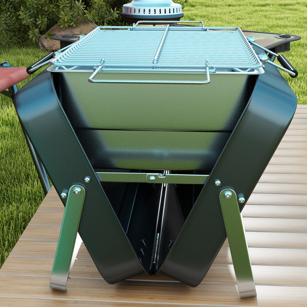 Metal Suitable-Style Portable BBQ Grill - Black