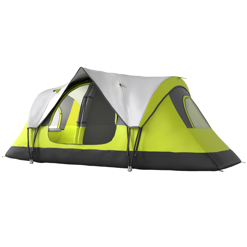 Camping Tent for 6 with 2 Bedroom, Waterproof Rainfly and Carry Bag for Fishing Hiking Festival, Green