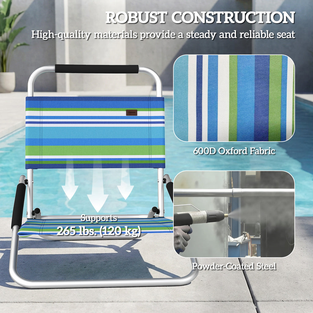 Beach Chair Set of 2, Folding Backpack Beach Chairs, Outdoor Lounge Chair with Hidden Pocket for Patio, Pool