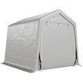 9.2' x 7.9' Garden Storage Tent, Patio Storage Shelter w/ Metal Frame and Double Zipper Doors, Light Grey